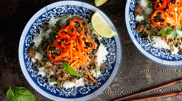 Fragrant Basil Beef over Rice